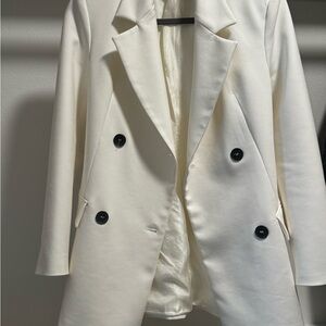 Zara Cream Double-Breasted Blazer